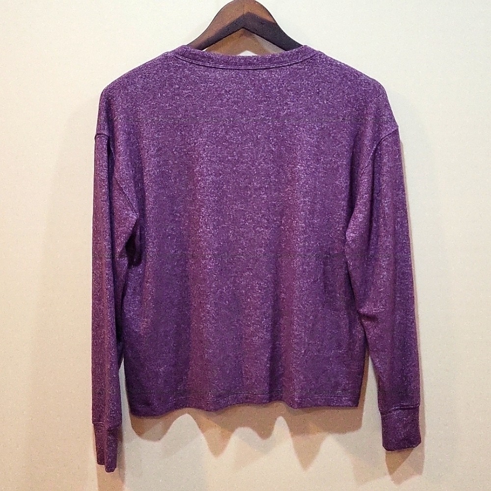 NWT Pink LS waist length purple heathered top oversize XS with gold pink logo - Picture 4 of 4